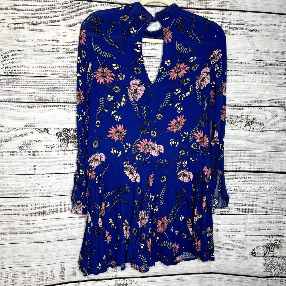 Lulus New You Royal Blue Floral Mini Dress Med - Picture 2 of 4